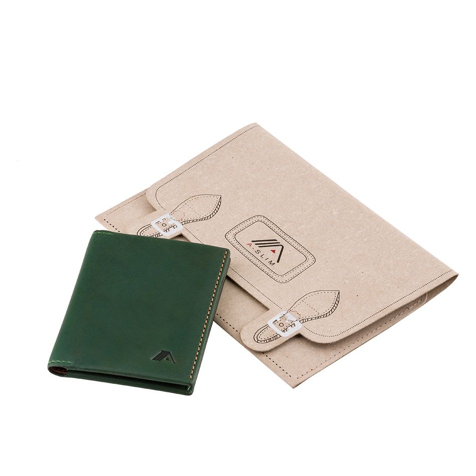 A-SLIM Leather Wallet Origami - Green
